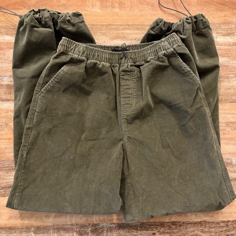 Aeropostale Olive Green Corduroy Parachute Pants Joggers XS Y2K Cozy Streetwear - Picture 8 of 13
